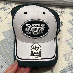 ‘47 Brand New York Jets Adjustable Baseball Hat with Green Mesh NEVER WORN